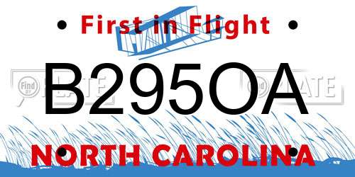 B295OA North Carolina License Plate
