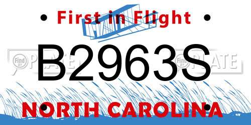 B2963S North Carolina License Plate
