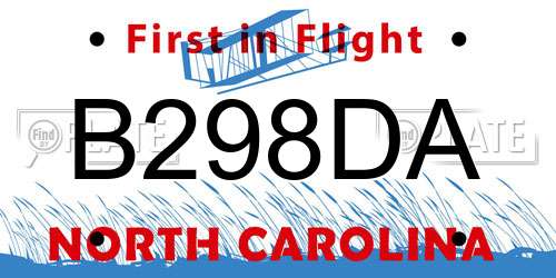 B298DA North Carolina License Plate