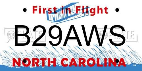B29AWS North Carolina License Plate
