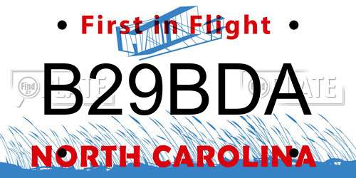 B29BDA North Carolina License Plate