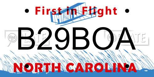 B29BOA North Carolina License Plate