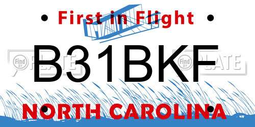 B31BKF North Carolina License Plate