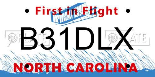B31DLX North Carolina License Plate