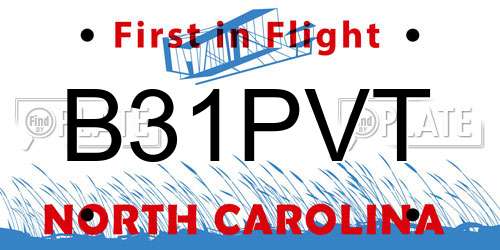 B31PVT North Carolina License Plate