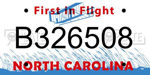 B326508 North Carolina License Plate