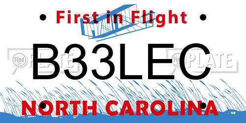 B33LEC North Carolina License Plate