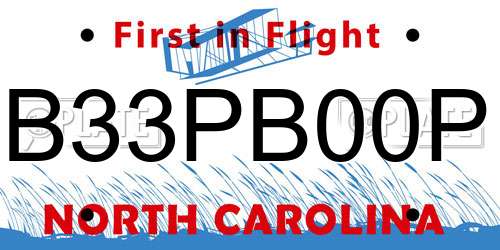 B33PB00P North Carolina License Plate