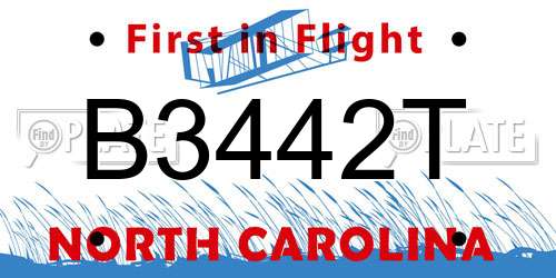 B3442T North Carolina License Plate