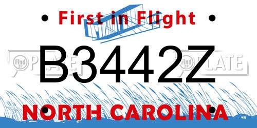 B3442Z North Carolina License Plate