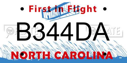 B344DA North Carolina License Plate