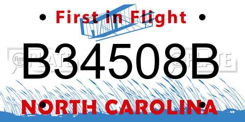 B34508B North Carolina License Plate