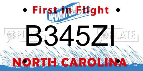 B345ZI North Carolina License Plate