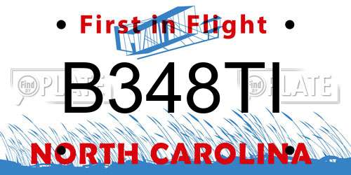 B348TI North Carolina License Plate