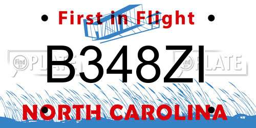 B348ZI North Carolina License Plate