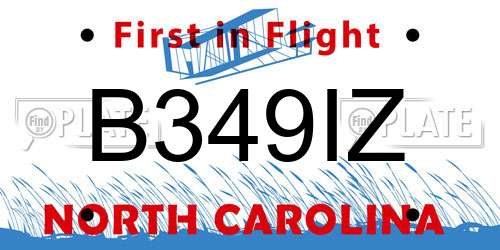 B349IZ North Carolina License Plate