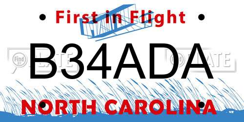 B34ADA North Carolina License Plate