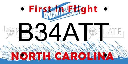 B34ATT North Carolina License Plate