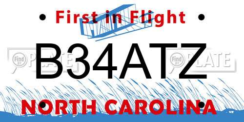 B34ATZ North Carolina License Plate