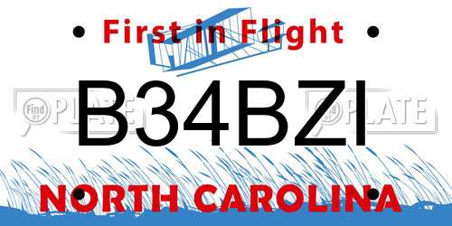 B34BZI North Carolina License Plate