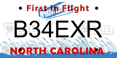 B34EXR North Carolina License Plate