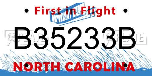 B35233B North Carolina License Plate