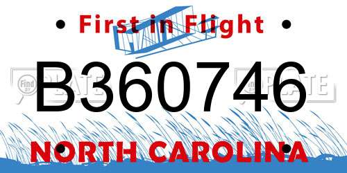 B360746 North Carolina License Plate