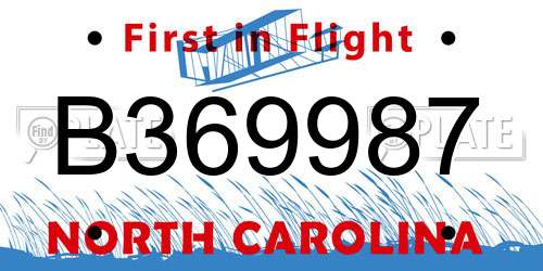 B369987 North Carolina License Plate