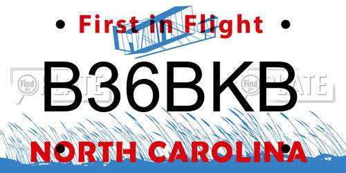 B36BKB North Carolina License Plate