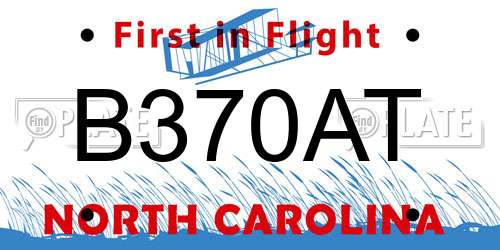 B370AT North Carolina License Plate