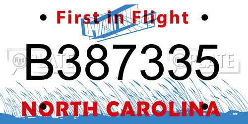 B387335 North Carolina License Plate
