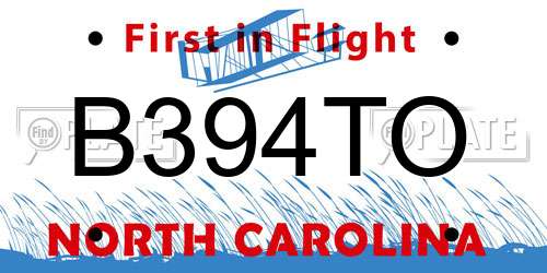 B394TO North Carolina License Plate