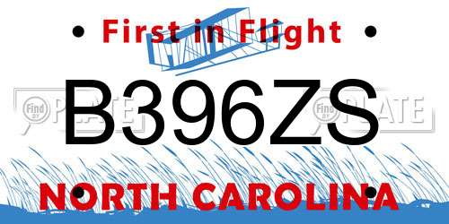 B396ZS North Carolina License Plate