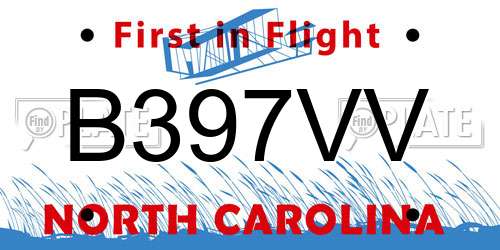 B397VV North Carolina License Plate