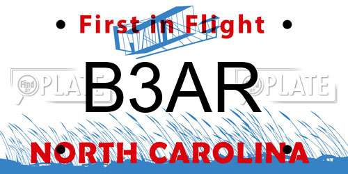 B3AR North Carolina License Plate