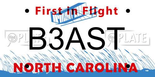 B3AST North Carolina License Plate