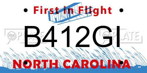 B412GI North Carolina License Plate