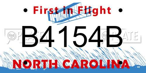 B4154B North Carolina License Plate