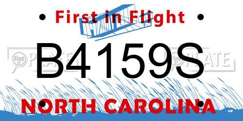 B4159S North Carolina License Plate