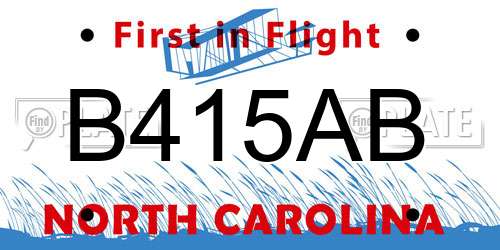 B415AB North Carolina License Plate