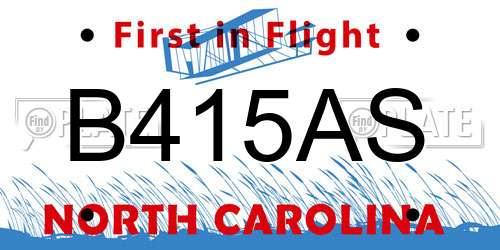 B415AS North Carolina License Plate