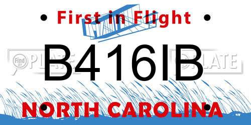 B416IB North Carolina License Plate