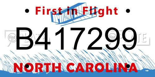 B417299 North Carolina License Plate