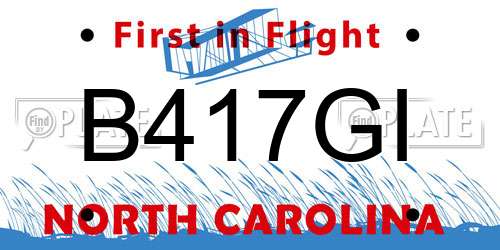 B417GI North Carolina License Plate