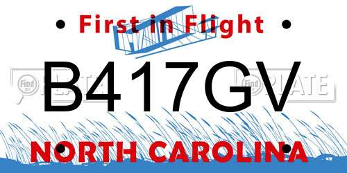 B417GV North Carolina License Plate