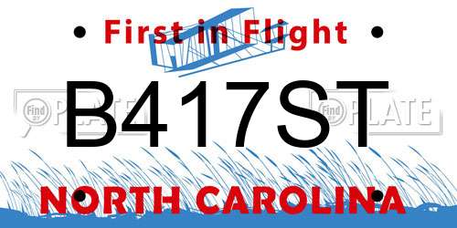 B417ST North Carolina License Plate