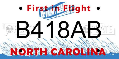 B418AB North Carolina License Plate