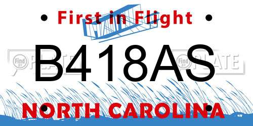 B418AS North Carolina License Plate