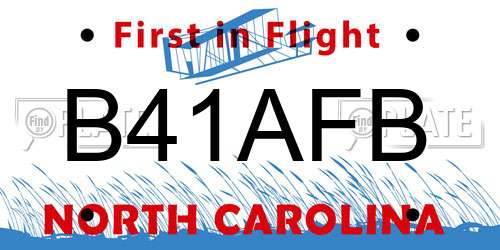 B41AFB North Carolina License Plate