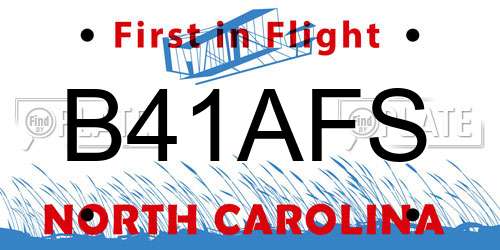 B41AFS North Carolina License Plate